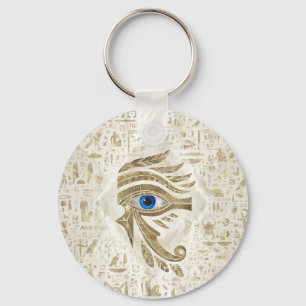Porte-clés Egyptian Eye of Horus - Gold and pearl