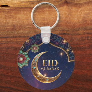 Porte-clés Eid Moubarak célébration islamique Or et marine
