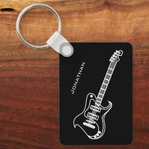 Porte-clés Electric Guitar Modern Minimal Black Personalized