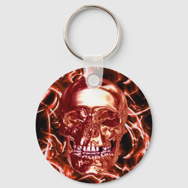 Porte-clés Electric Red Chrome Skull Key Chain (Recto)