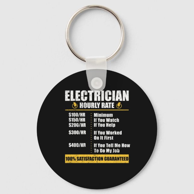 Porte-clés Electrician Hourly Rate Funny Lineman (Recto)