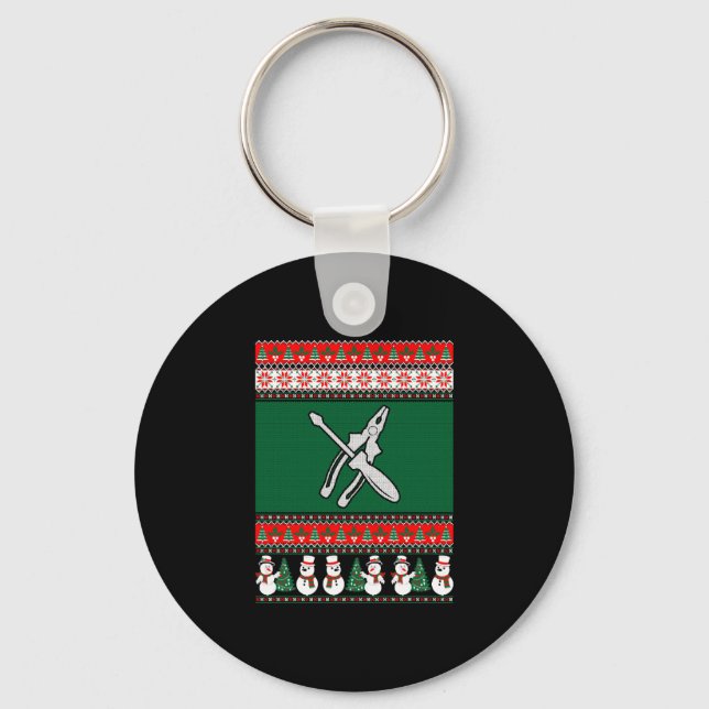 Porte-clés Électricien Vilain Chandail de Noël (Recto)