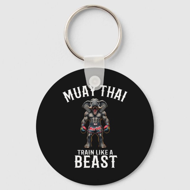 Porte-clés Éléfant de Muay Thai drôle - Kickboxing et éléphan (Recto)