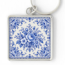 Élégance porcelaine vintage fleurs bleues