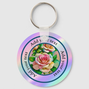 Porte-clés Élégance Roses Rose et Jaune Aquarelle Pastel