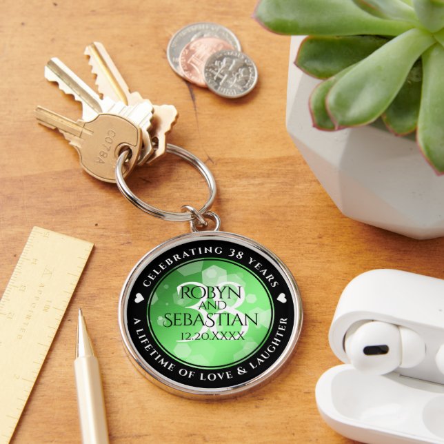 Porte-clés Élégant 38e anniversaire du Mariage Emeraude (Bureau)
