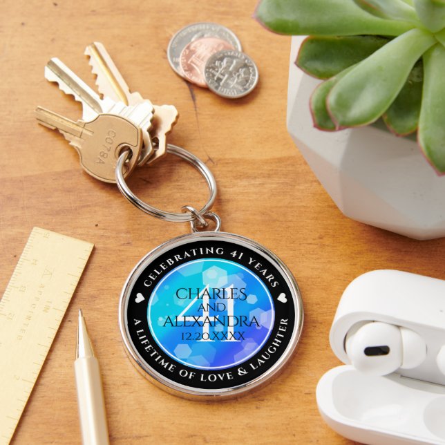 Porte-clés Elegant 41st Blue Topaz Wedding Anniversary (Bureau)