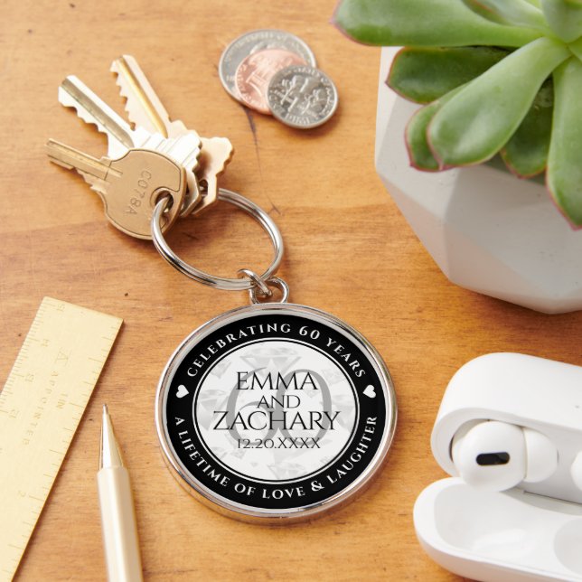 Porte-clés Élégant 60e anniversaire de Mariage de diamant (Bureau)