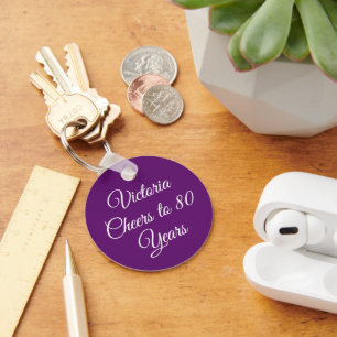 Porte-clés élégant automne violet 80e anniversaire