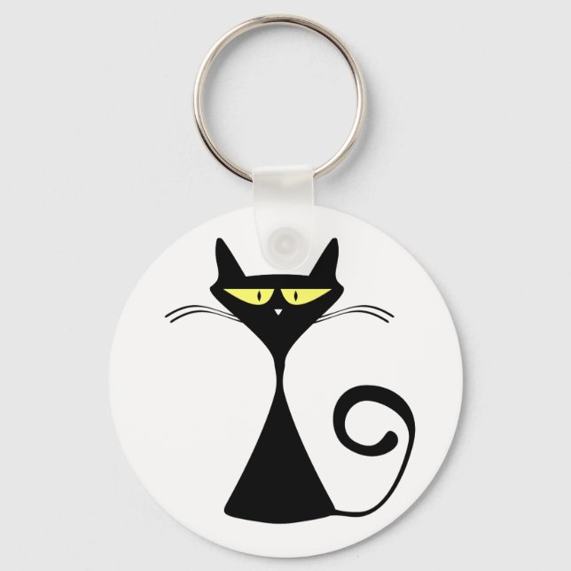 Porte-clés Elegant Black Cat Minimalist Art (Recto)