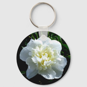 Porte-clés Elégant blanc peony floral blanc photo