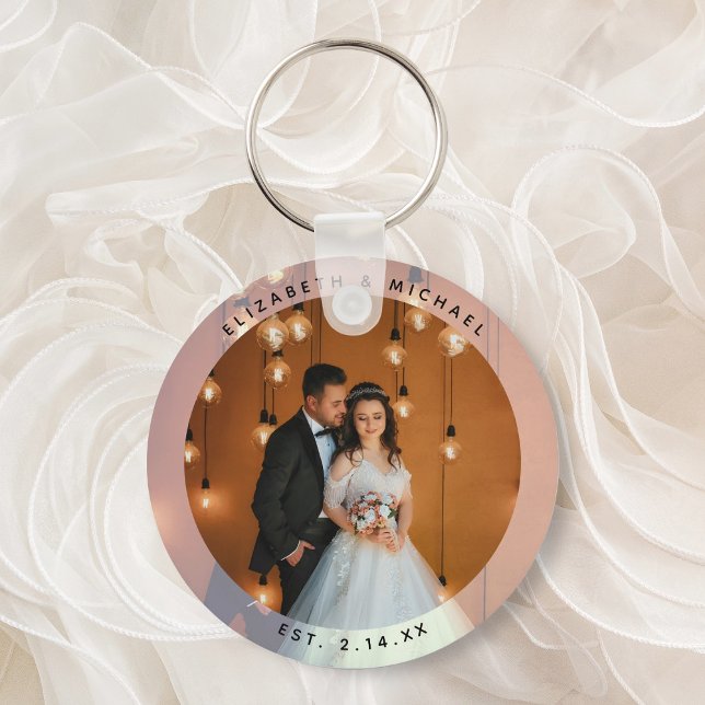 Porte-clés Elegant Bride and Groom Couple Photo Wedding Favor (Créateur téléchargé)