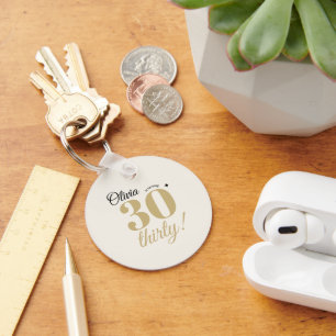 Porte-clés Élégant Cadeau Personnalisé 30ème Anniversaire en