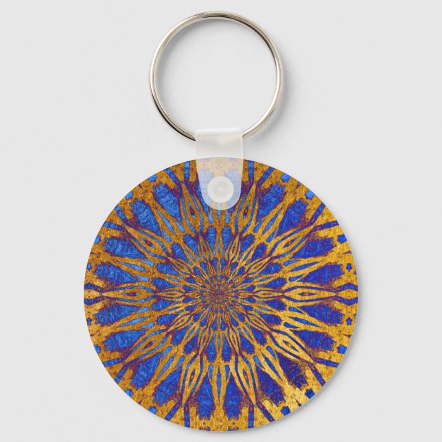 Porte-clés Élégant Classy Purple Gold Mandala Unique Design (Recto)