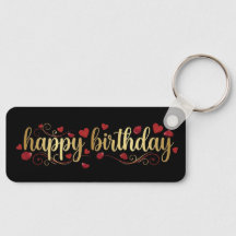 Élégant Cœur Rouge et Or Joyeux Anniversaire Roman