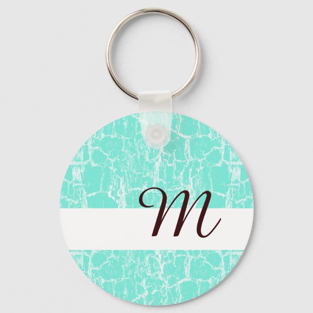 Porte-clés Élégant Cracket À La Menthe Aqua Avec Monogramme I (Recto)
