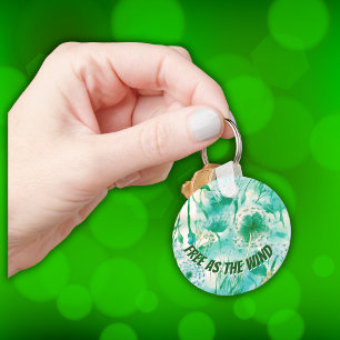 Porte-clés Élégant Dandelion Monogramme vert et blanc  