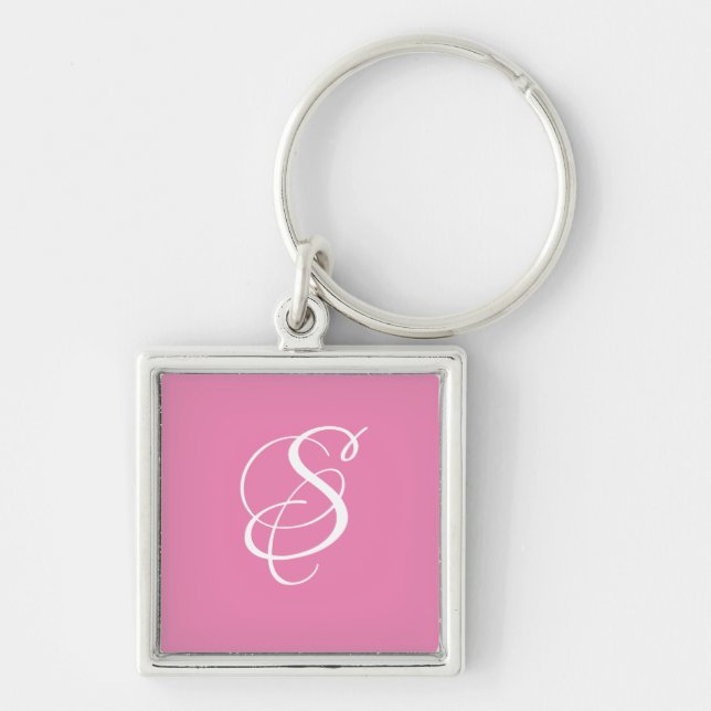 Porte-clés Élégant do-it-yourself Script Monogramme/Rose (Devant)