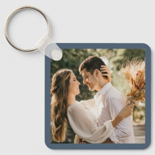 Porte-clés Elégant Dusty Blue Grey Couple photo mariage Favor