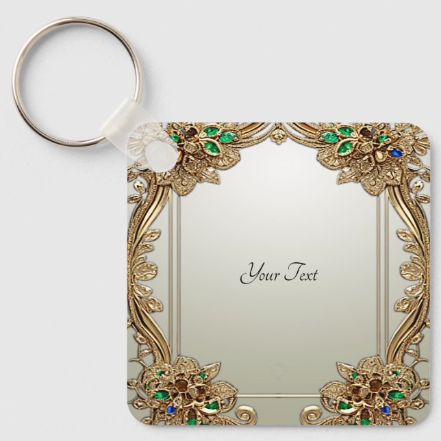 Porte-clés élégant en or orné (Recto)