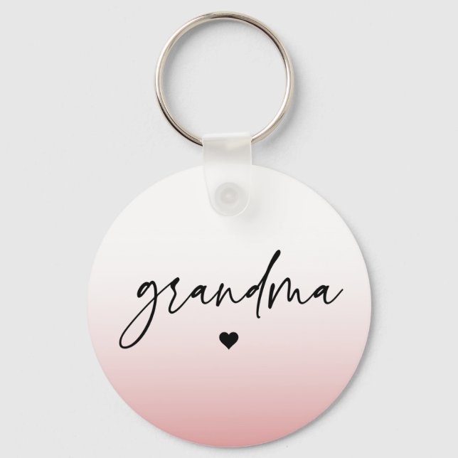 Porte-clés Élégant et subtil Pink Grandma Script Cadeau (Recto)