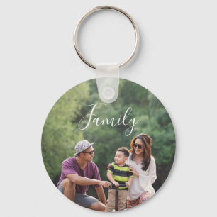 Porte-clés Élégant Famille Personnalisée Deux Monogrammes Pho