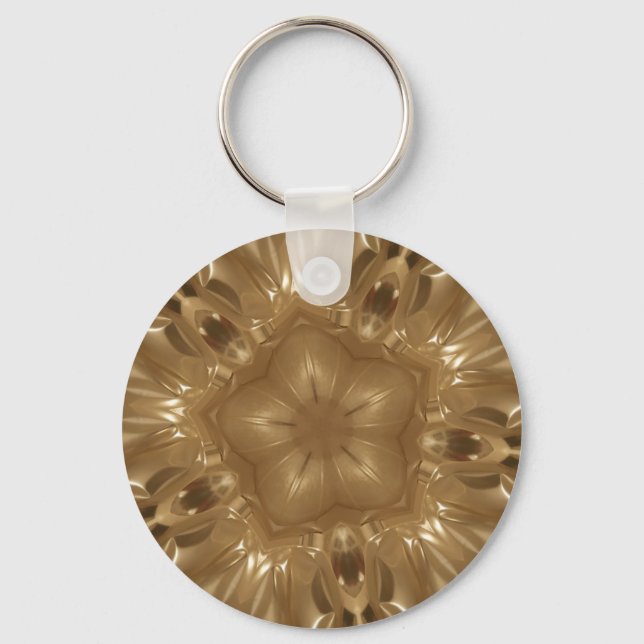 Porte-clés Elégant Gold Brown Kaleidoscope Star Design (Recto)