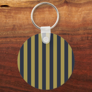 Porte-clés Elégant Gold & Navy Blue Vertical Stripes