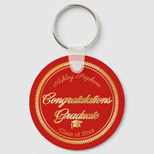Porte-clés Elegant Gold   Red Grad Cap Class of 2023