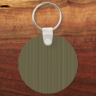 Porte-clés Elégant mince or et bleu marine Bleu bandes vertic
