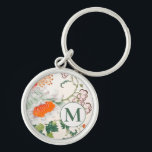 Porte-clés Élégant Monogramme Floral<br><div class="desc">Le design élégant de monogramme floral présente un motif floral élégant avec un monogramme personnalisé initial.</div>