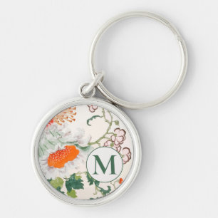 Porte-clés Élégant Monogramme Floral