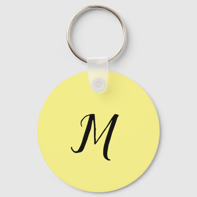 Porte-clés ÉLÉGANT MONOGRAMME jaune MINIMAL SIMPLE (Recto)