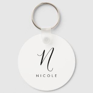 Porte-clés Élégant Monogramme noir et blanc