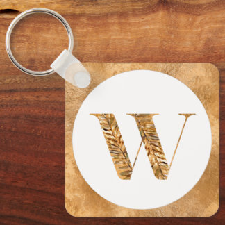 Porte-clés Élégant Monogramme personnalisé blanc et or