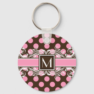 Porte-clés Élégant Motif de points géométriques monogrammes
