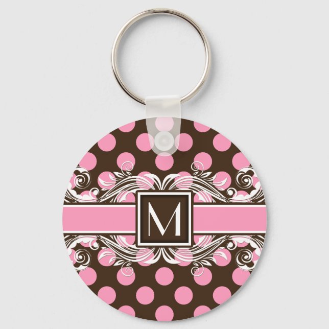 Porte-clés Élégant Motif de points géométriques monogrammes (Recto)