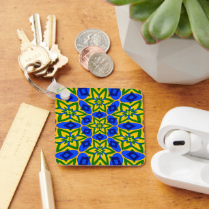 Porte-clés Élégant Motif Fleurs Abstraites