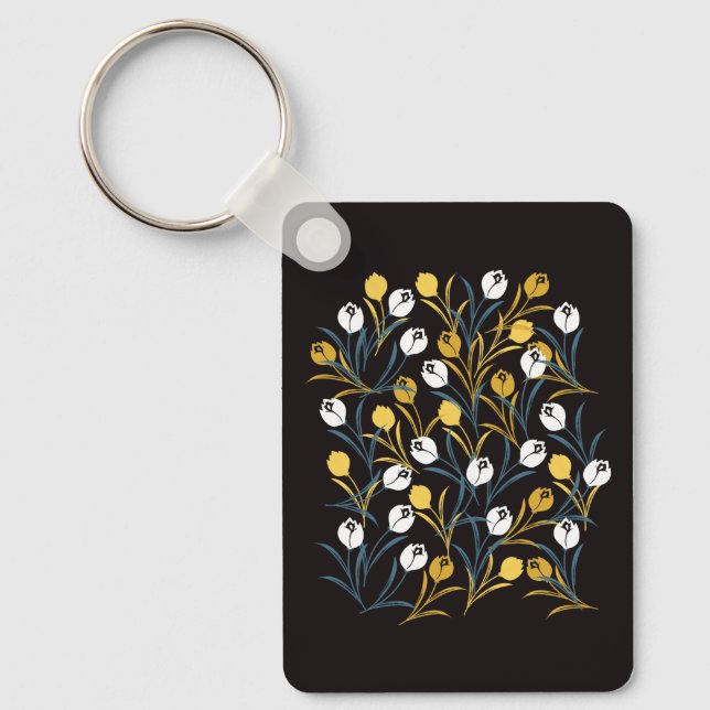 Porte-clés Élégant motif floral de Tulipe (Recto)