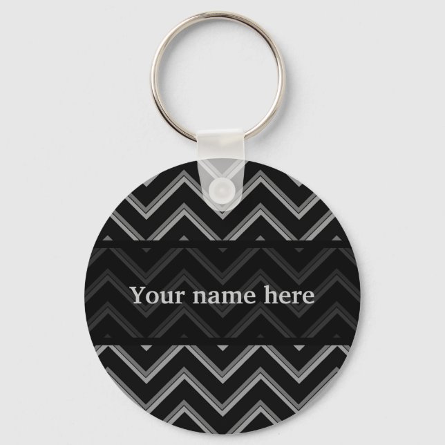 Porte-clés Élégant motif moderne en chevron (Recto)
