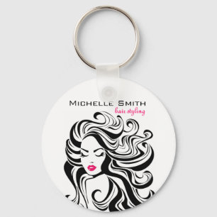 Porte-clés Élégant noir blanc Wavy Hairstyle extensions de ch