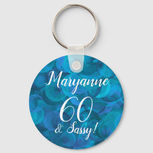 Porte-clés Elegant Ocean Blue 60 et Sassy Anniversaire Nom
