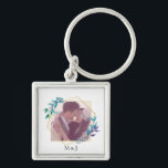 Porte-clés Elégant Or moderne géométrique et photo feuille<br><div class="desc">Cadre géométrique et feuille or moderne et élégant pour l'une de vos photos préférées.</div>