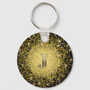 Porte-clés Élégant or Monogramme J Lettre cadeau porte - clé