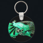 PORTE-CLÉS ELEGANT PEACOCK DE GREEN AND BLACK<br><div class="desc">Design numérique par Bulgan Lumini. Partie de la nouvelle collection ARCADIA.</div>