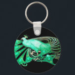 PORTE-CLÉS ELEGANT PEACOCK DE GREEN AND BLACK<br><div class="desc">Design numérique par Bulgan Lumini. Partie de la nouvelle collection ARCADIA.</div>