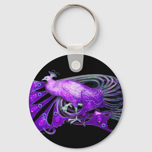 PORTE-CLÉS ÉLÉGANT PEACOCK EN PURPLE ET NOIR (Recto)
