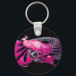 PORTE-CLÉS ELÉGANT PEACOCK EN ROSE, FUCHSIA, NOIR<br><div class="desc">Design numérique par Bulgan Lumini. Partie de la nouvelle collection ARCADIA.</div>