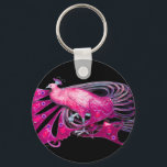 PORTE-CLÉS ELÉGANT PEACOCK EN ROSE, FUCHSIA, NOIR<br><div class="desc">Design numérique par Bulgan Lumini. Partie de la nouvelle collection ARCADIA.</div>