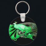 PORTE-CLÉS ELEGANT PEACOCK IN  GREEN AND BLACK<br><div class="desc">Digital design by Bulgan Lumini . Part from new collection ARCADIA .</div>